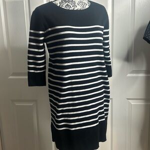 Lumiere Black White Stripes Sweater Dress L